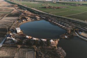 an aerial view of a large body of water at Earthboat Saitama Kawajima in Kawagoe