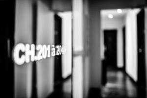 a blurry picture of a hallway in a building at Hôtel Le Windsor Biarritz in Biarritz