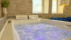 a bathroom with a tub with a water fountain at Le Talantueux in Talant +20 photos
