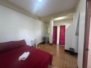 a bedroom with a red bed and red curtains at Boracay Garden Retreat in Boracay +37 photos