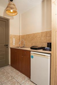 a kitchen with a sink and a white dishwasher at Aggire Summer Suites in Alikanas