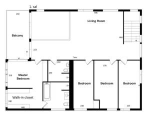 a floor plan of a house at Exclusive Duplex Mansion with Sauna & Pool in Charlottenlund