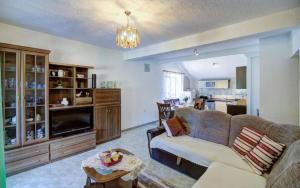 a living room with a couch and a tv at Apartments Velebit house in Biljevine