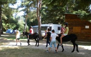 a group of people riding horses in front of a van at Lodge Holidays - Les Sapins in Camurac