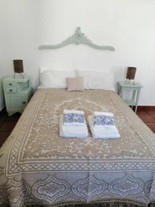 a bedroom with a bed with two pillows on it at Fronteira in Fronteira