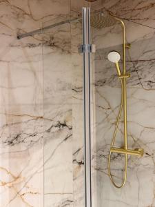 a shower with a glass door and a shower head at Refuge des Dunes in Marck +66 photos