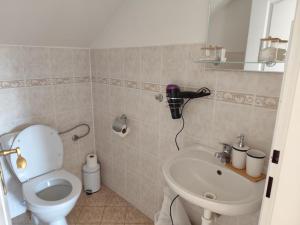 a bathroom with a toilet and a sink at u koupaliste in Mimoň +28 photos