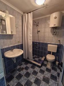 a bathroom with a toilet and a sink at Martin apartman in Kruče