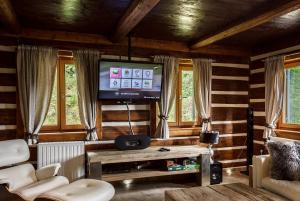 Televízia a/alebo spoločenská miestnosť v ubytovaní Chalet Joseph Mine