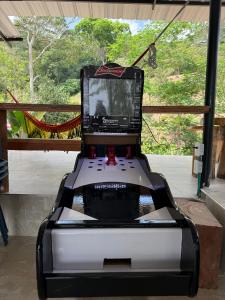 a machine with a laptop on top of it at Cabaña DAYANAVA in Aguazul