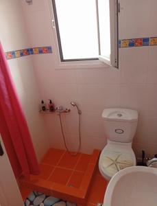 a bathroom with a toilet and a shower at Home4you in Skala Mistegnon +15 photos