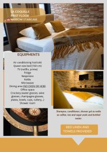 a flyer for a hotel room with a bed at Le Pèlerin in Mons