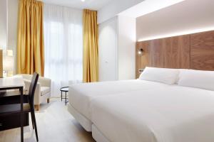 ein Hotelzimmer mit einem Bett, einem Schreibtisch und einem Bett in der Unterkunft Hotel Arrizul Congress in San Sebastián