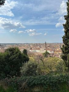 a view of a city from a hill with trees at Vicoletto4-Centro storico Verona con Parking in Verona