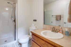 a bathroom with a sink and a toilet and a shower at Spacious Bandon Getaway - 2 Blocks to Ocean! in Bandon +33 photos