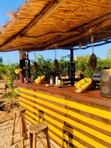 a bar with bananas and fruits on top of it at Lompoul Nature in Tioukougne Peul