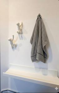 a towel hanging on a shelf in a bathroom at Silver Flat in Vernazza