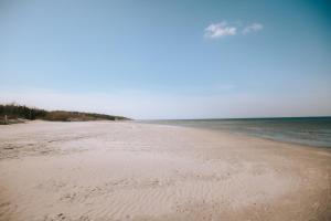 an empty beach with the ocean in the background at The living gallery in Roja
