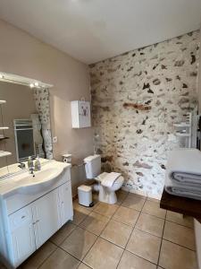 a bathroom with a sink and a toilet at La Fermette Champenoise in Jonquery +25 photos