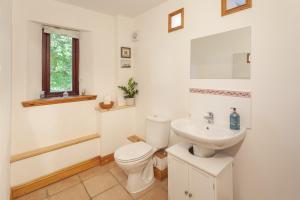 a bathroom with a toilet and a sink at Putham Barn Cutcombe in Wheddon Cross