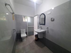 a bathroom with a white toilet and a sink at Green Villa Ella in Ella