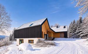 a house in the snow with snow covered trees at Haus am FELS Steinbrech in Hermagor