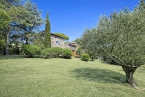 an apple tree in the yard of a house at Le Petit Moras in Chomérac