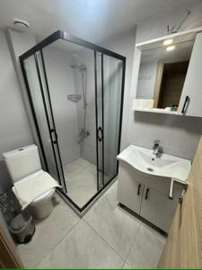 a bathroom with a shower and a toilet and a sink at Liora Old City in Istanbul +45 photos