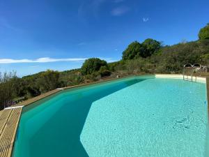 a large swimming pool with blue water at Sicily Private Pool House in Nature in Montargano
