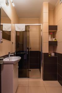 a bathroom with a shower and a sink at Perła Beskidu in Ustroń +74 photos
