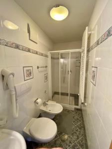 a bathroom with a toilet and a sink and a shower at La Perla di Pera in Pera