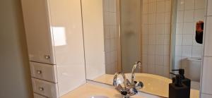 a bathroom with a sink and a mirror at Vakantiehuis Vinkeveen in Vinkeveen