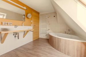 a bathroom with a sink and a bath tub at SONN IDYLL Aparthotel in Rathenow +43 photos