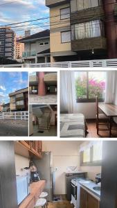 a collage of different pictures of a room at 203 Barra Refúgio in Tramandaí