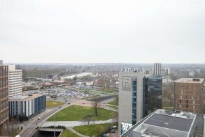 an aerial view of a city with tall buildings at Studios For 2 Near Coventry Station in Coventry