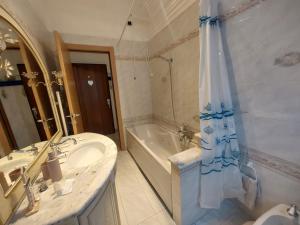 a bathroom with a sink and a tub and a shower at Amicizia Erminia in Pineto +9 photos