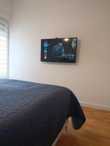 a bedroom with a tv on the wall at Apartman ANATEO Istocno Sarajevo in Vranješ