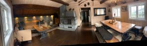an overhead view of a living room in a tiny house at Kvitfjell in Ringebu