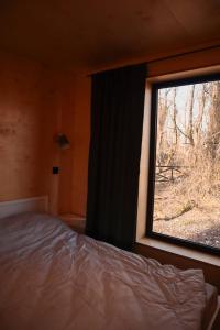 a bedroom with a bed and a window at Chateau Chapiteau in Gudzhareti