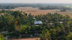 an aerial view of a house in the middle of a forest at Hestia Homestay- 2 Bedroom Retreat Aymanam in Kottayam +23 photos