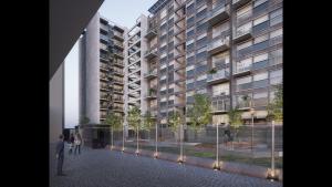 a rendering of a building with people standing in front of it at Condo Apartment Suite Misti Volcano View in Arequipa