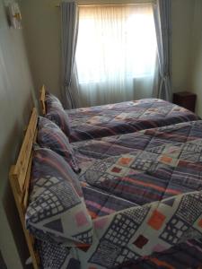 a bedroom with two beds and a window at Green Garden in Juja