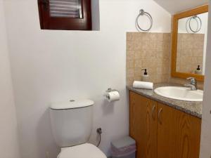 a bathroom with a toilet and a sink at St Visianos stone house in Philousa +24 photos