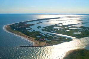 an aerial view of an island in the ocean at Affittacamere Ramina in San Giuseppe