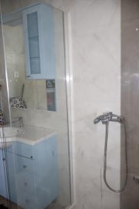 a bathroom with a shower and a sink at Apartmani XS in Sutomore
