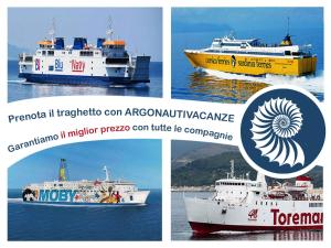 three pictures of three boats in the water at Casa Marlù - ArgonautiVacanze in Porto Azzurro +19 photos