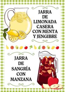 a set of different types of lemonade in a jug at El manzano in Castrojeriz
