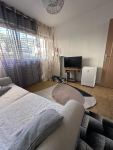 a bedroom with a large bed and a television at Casa LynaeL Saint Roch in Nice
