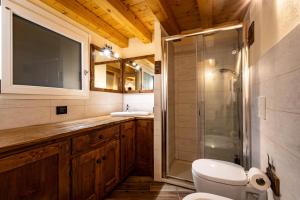 a bathroom with a shower and a toilet and a sink at Inn Aosta Apartments in Aosta +92 photos