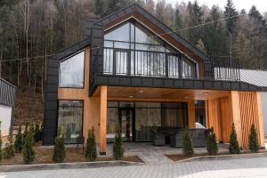 a house with a black roof at GoldHill villas 9 in Yaremche